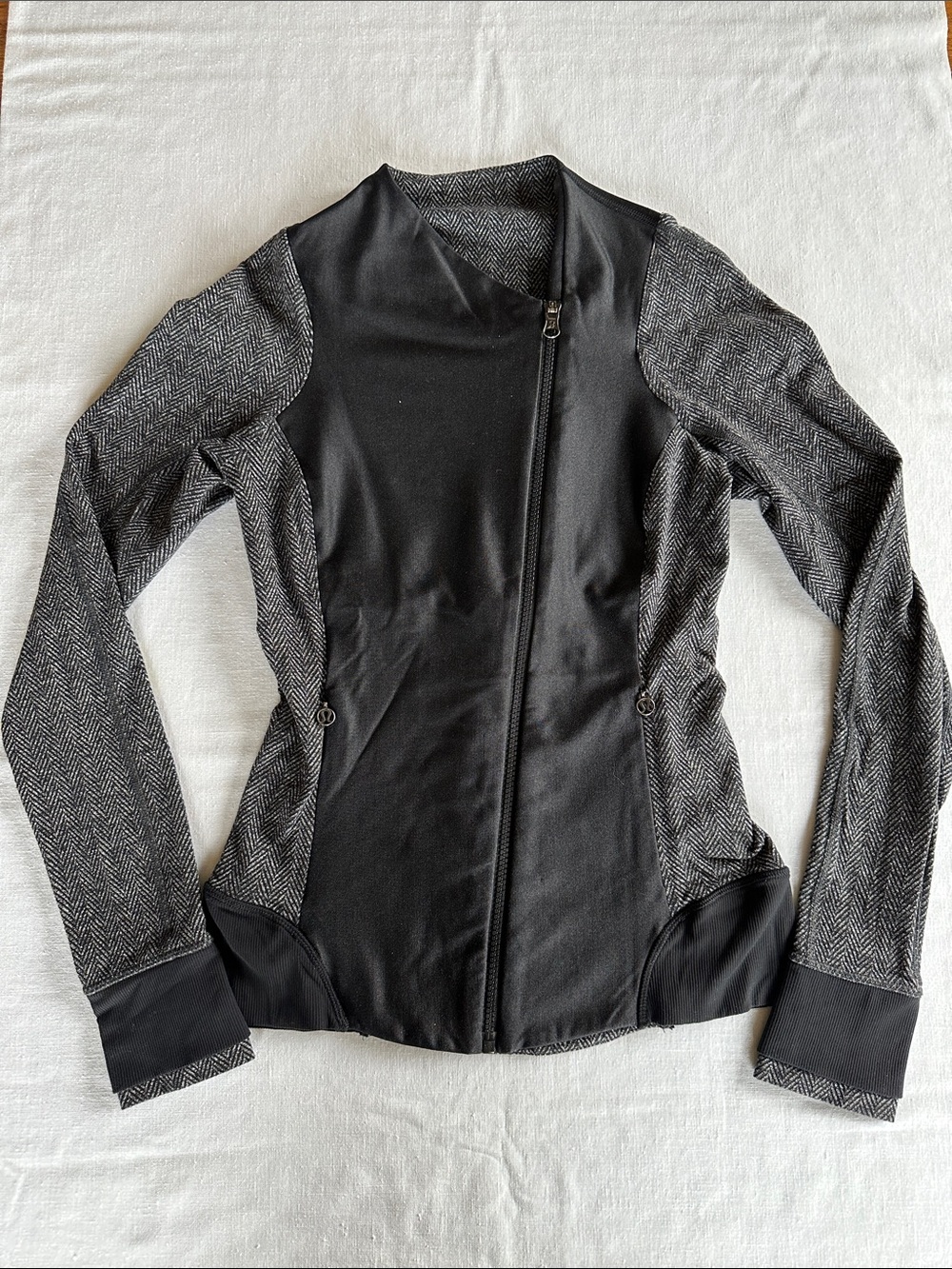 Lululemon Emerge Renewed Jacket 4 Giant Herringbone Black Heathered Black